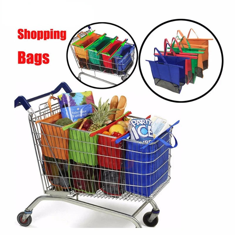 4pcs/Set Reusable Cart Trolley Supermarket Shopping Storage Bags Foldable Reusable Eco-Friendly Shop Handbag Totes - NJPH Best Selling 