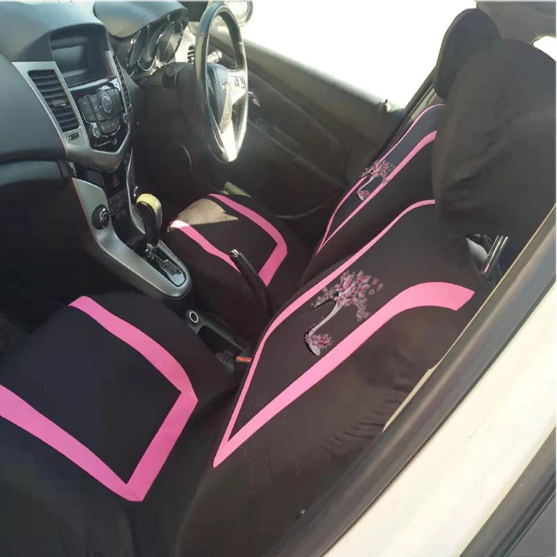 Carnong Car Seat Covers Full Set Universal Comfortable Soft Full Women Cute Dancing Shoes Paint Pink Auto Interior Accessories - NJPH Best Selling 