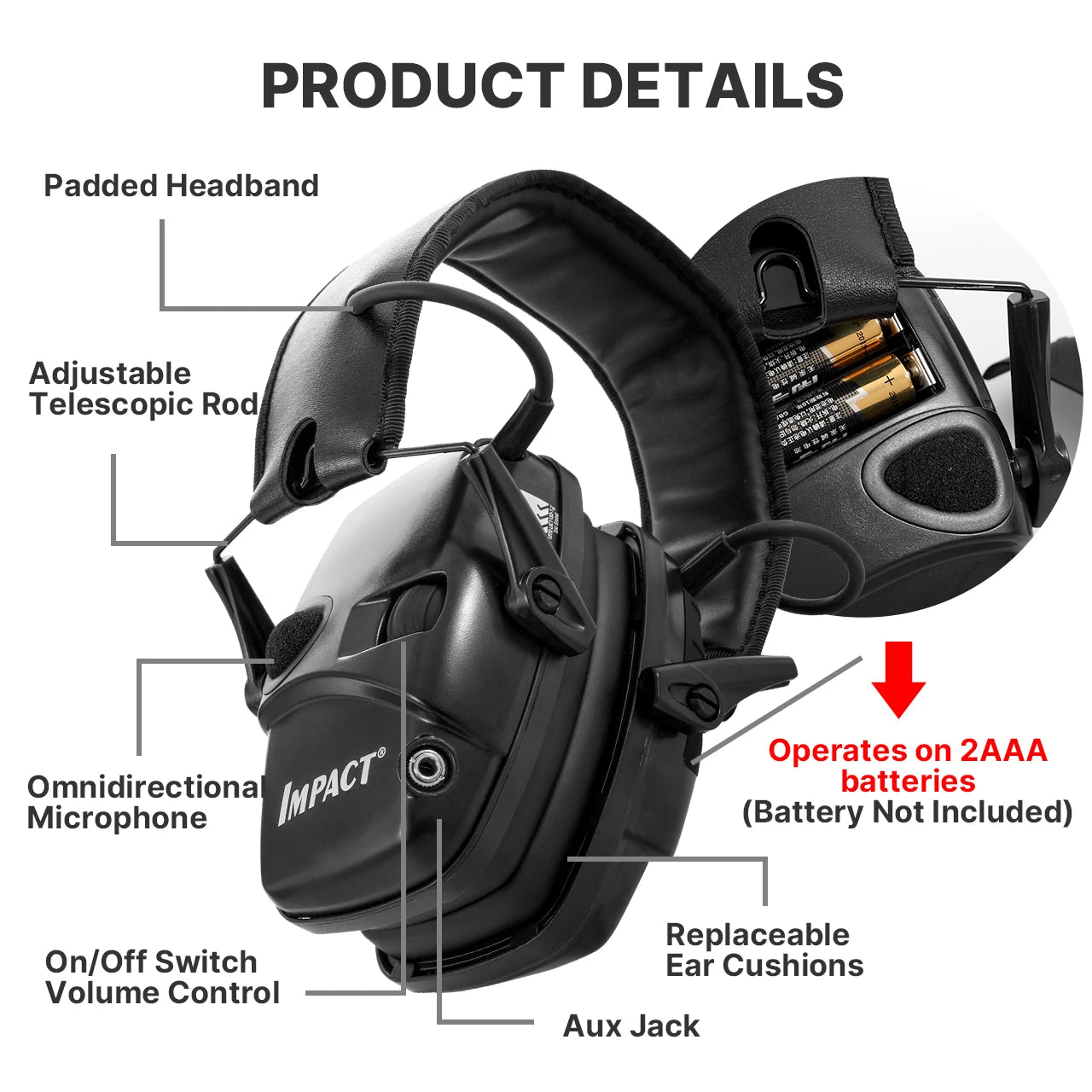 Outdoor Sports Anti-noise Impact Sound Amplification Electronic Shooting Earmuff Tactical Hunting Hearing Protective Headset - NJPH Best Selling 