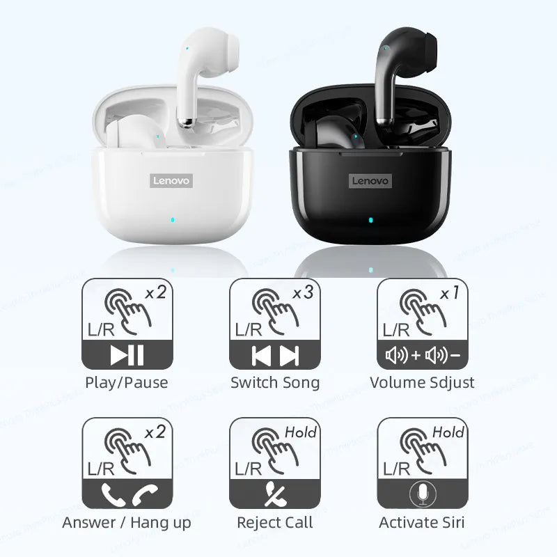 Original Lenovo LP40 Pro TWS Earphones Wireless Bluetooth 5.1 Sport Noise Reduction Headphones Touch Control 250mAH 2022 New - NJPH Best Selling 