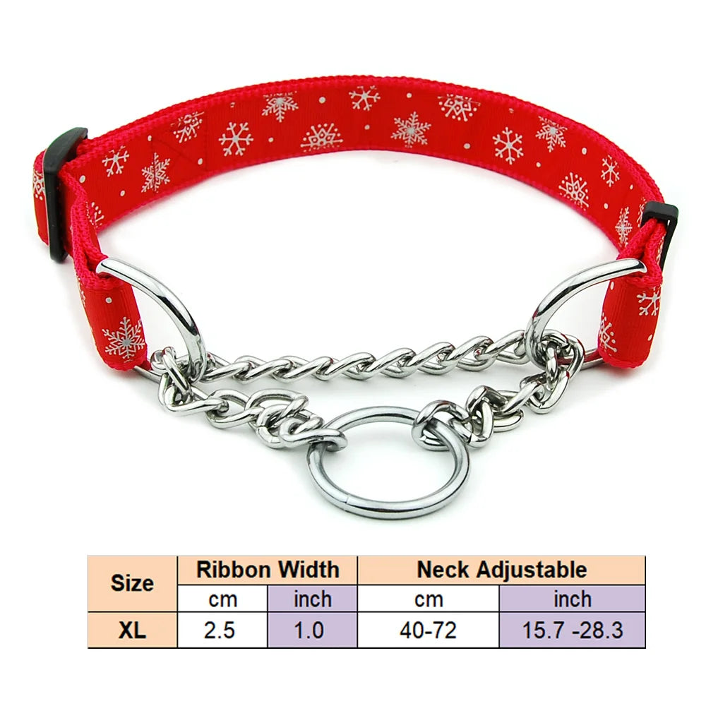 Adjustable Collar for Large Dogs Nylon Pet Dog Slip Pinch Collar Dog Training Accessories Dog Collar with Welded Link Chain - NJPH Best Selling 