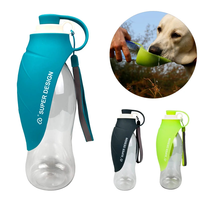 580ml Portable Pet Dog Water Bottle Soft Silicone Leaf Design Travel Dog Bowl For Puppy Cat Drinking Outdoor Pet Water Dispenser - NJPH Best Selling 