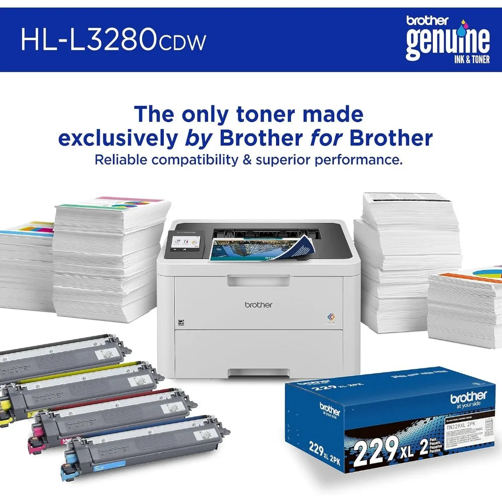 HL-L3280CDW Wireless Compact Digital Color Printer with Laser Quality Output, Duplex, Mobile Printing & Ethernet Includes - NJPH Best Selling 