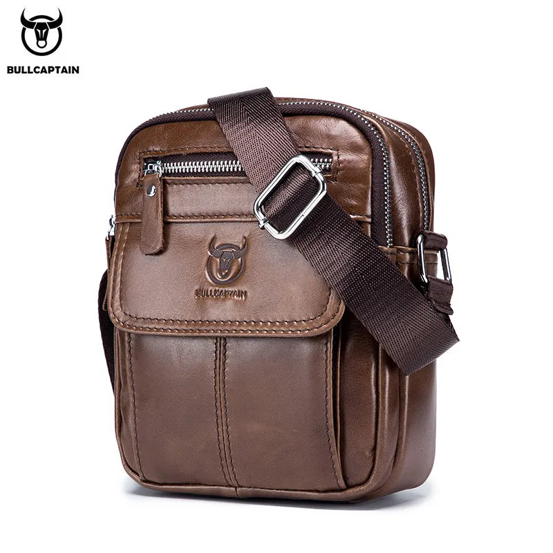 Bullcaptain Casual Men's Shoulder Bags Business Messenger Bag high-Quality Men's Cow Leather Bag's Mini Large Capacity Pocket - NJPH Best Selling 