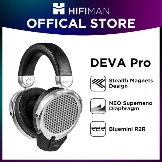 HIFIMAN Deva-Pro Over-Ear Full-Size Open-Back Planar Magnetic Headphone with Stealth Magnet and BlueMini R2R Bluetooth Receiver - NJPH Best Selling 