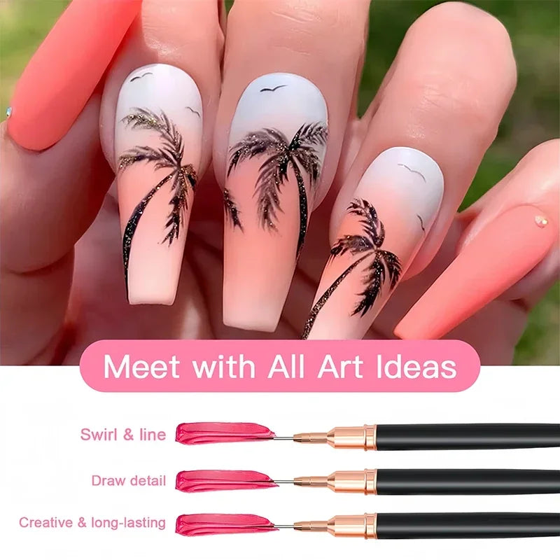 Professional Stripe Nail Art Brushes 1Pcs Nail Line Brush Black UV Gel Painting Pen Carved Nail Art Liner Brush for Manicure - NJPH Best Selling 