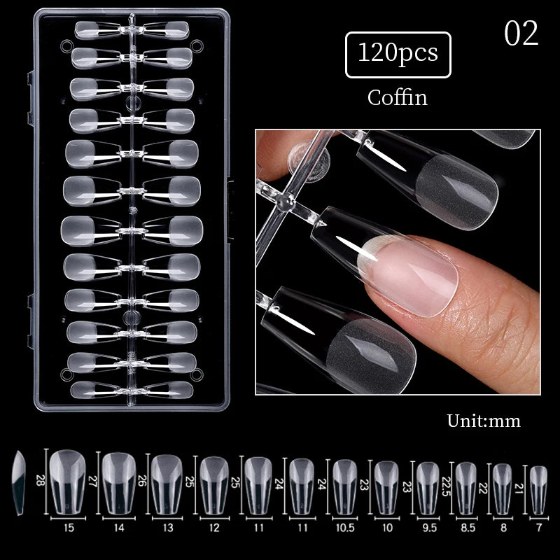 Nail Art Press on False Nails Fake Nails Coffin Gel Nails Extension System Full Cover Short Nail Soft Gel Tips Accessories Tool - NJPH Best Selling 