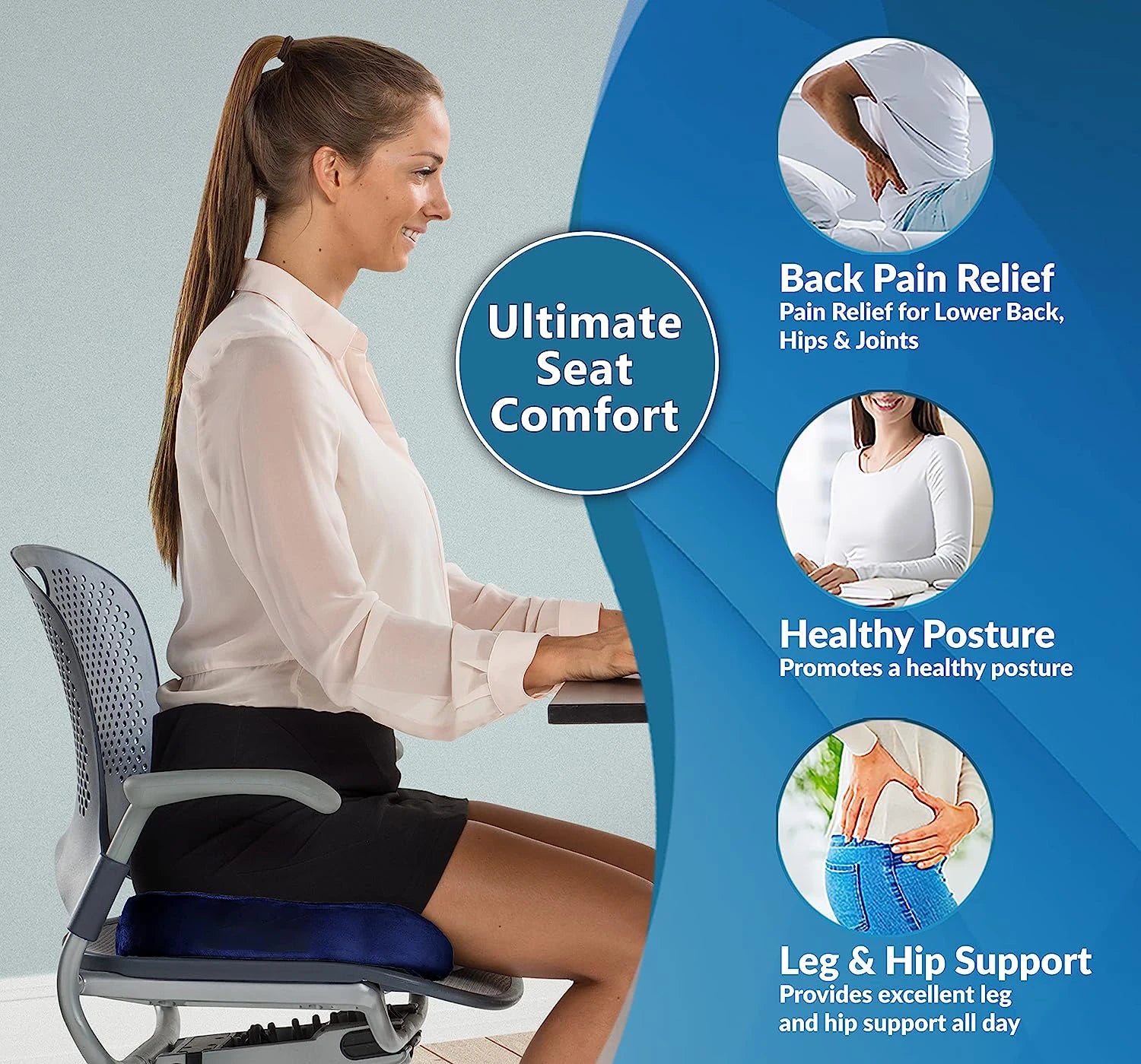 Gel Cushion Non-slip Gel and Memory Foam Coccyx Cushion Office Chair Cushion Car Cushion Sedentary Artifact - NJPH Best Selling 