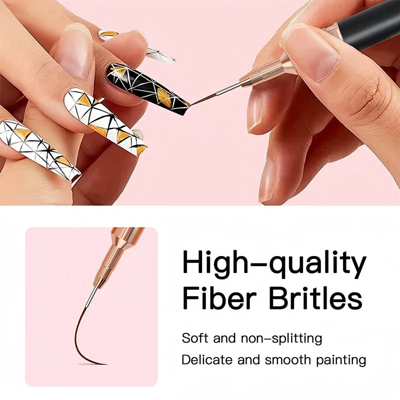 Professional Stripe Nail Art Brushes 1Pcs Nail Line Brush Black UV Gel Painting Pen Carved Nail Art Liner Brush for Manicure - NJPH Best Selling 