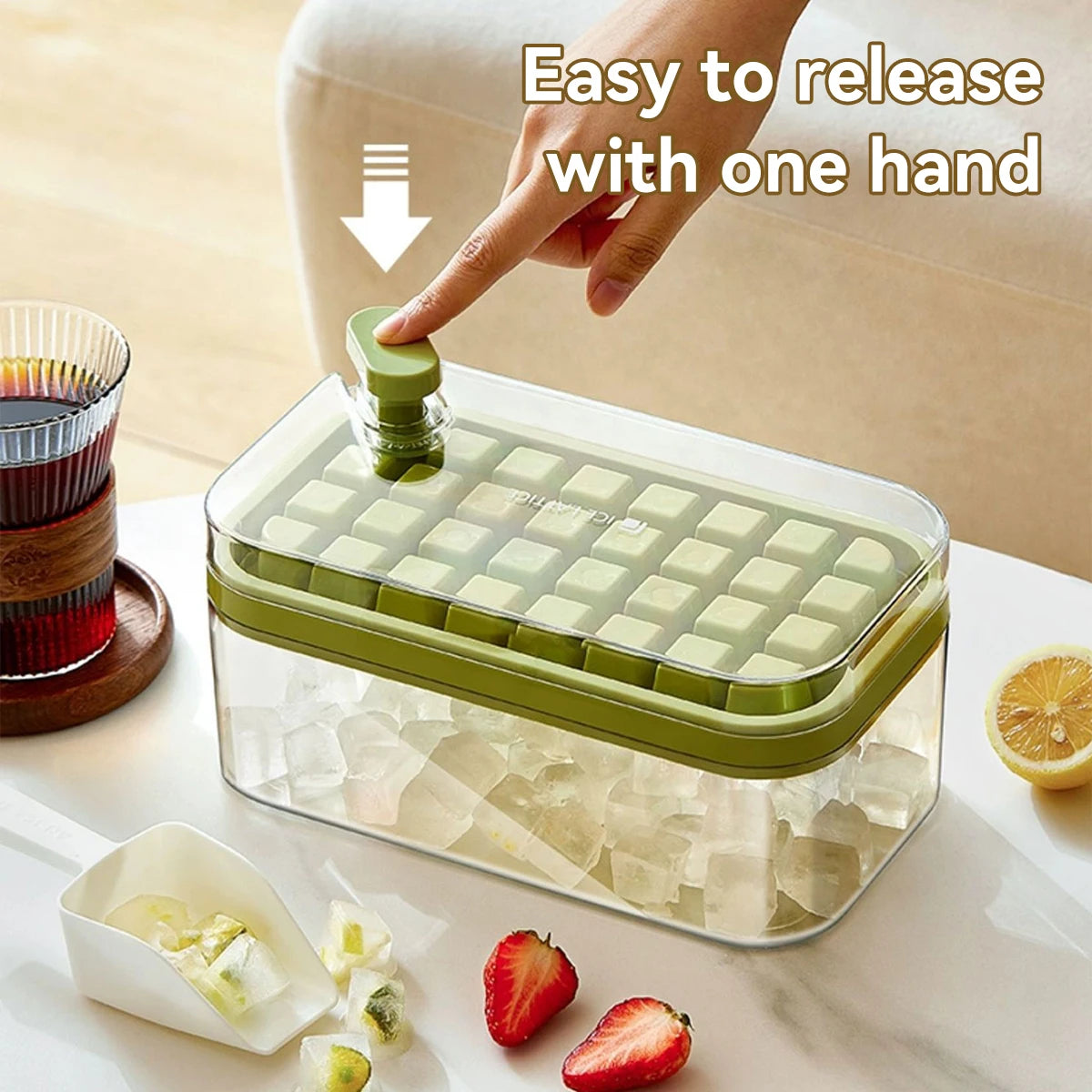 WORTHBUY Square Silicone Ice Mold Box Press Type Ice Tray Mold With Storage Box Whiskey Beer Quick-freeze Kitchen Gadgets - NJPH Best Selling 