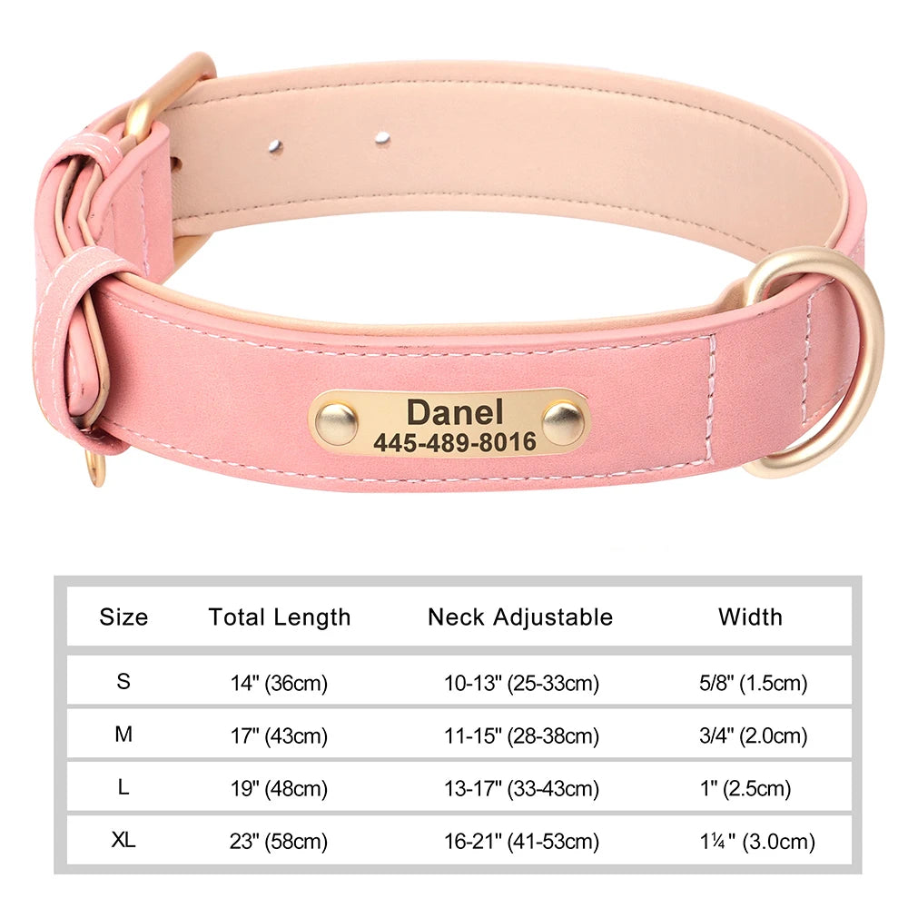 Personalized Dog Collar Custom Engraved PU Leather Dog Collars Free Engraving ID Tag Nameplate For Small Medium Large Dogs