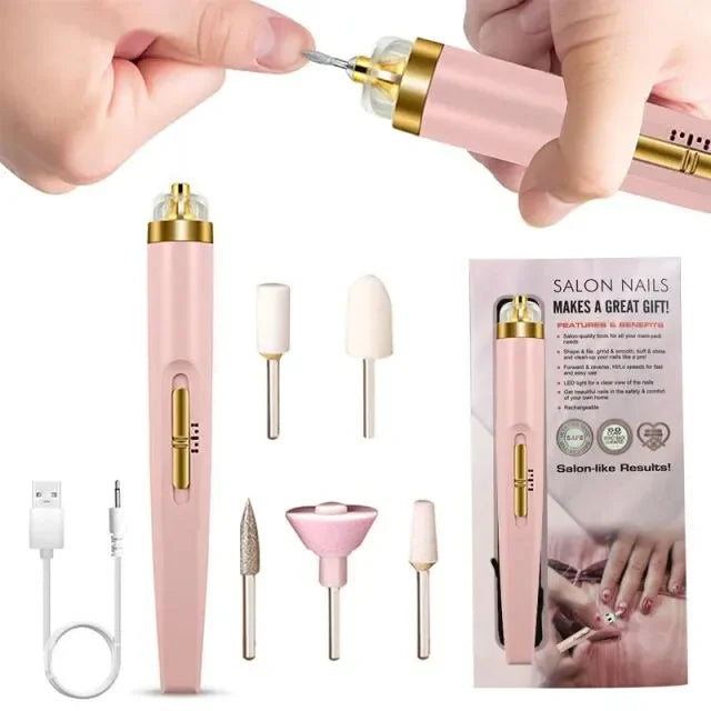 5 In 1 Professional Mini Electric Nail Drill Kit Battery Nail Art Exfoliating Polishing Nail Polishing File Pen Tool Machine - NJPH Best Selling 