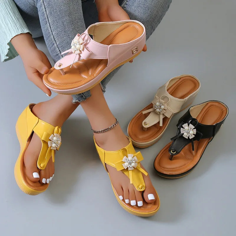 Summer Sandals Women 2024 Big Size Platform Wedges Sandals Slippers Non-Slip Open Toe Flip Flops Ladies Comfortable Beach Shoes - NJPH Best Selling 