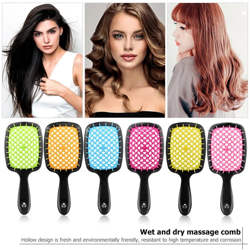 Tangled Hair Brush Detangling Hair Brush Massage Brush Hollow Out Wet Curly Hair Brushes Barber Comb Salon Hair Styling Tools