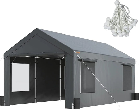 Carport 12'x20' Heavy Duty Portable Garage Upgraded Extra Large Car Canopy with Roll-up Ventilated Windows Removable Sidewalls - NJPH Best Selling 