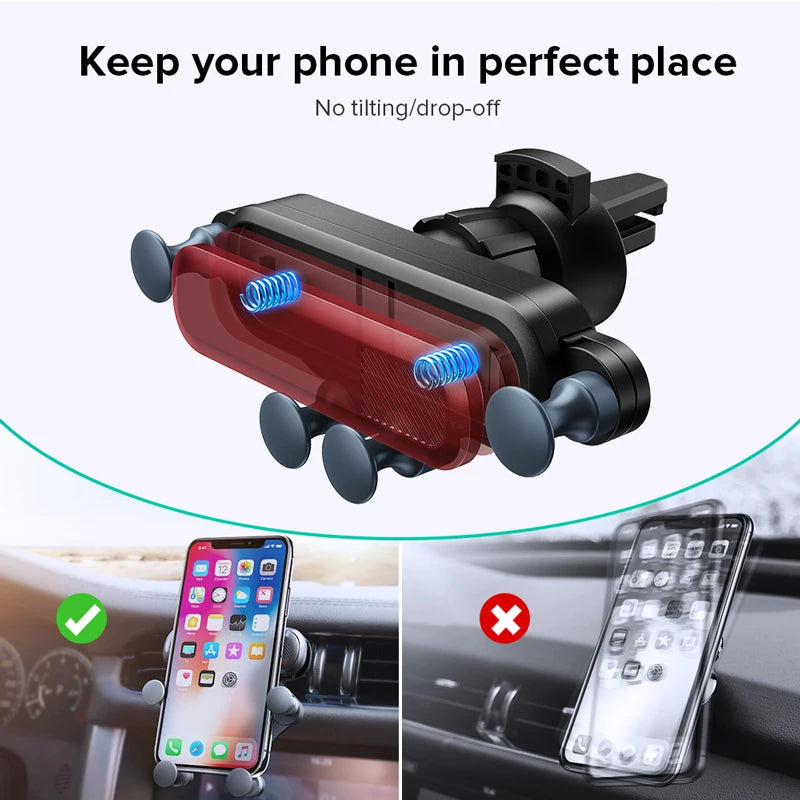 Gravity Car Phone Holder Air Vent Mount Cell Phone Holder in Car Mobile Support For iPhone 13 12 Xiaomi Universal GPS Stand - NJPH Best Selling 