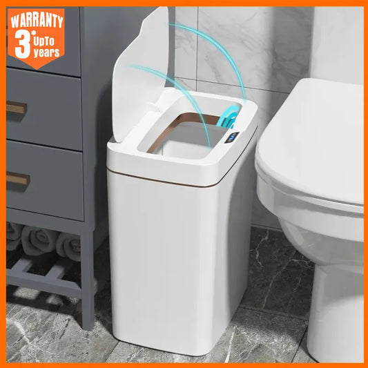 18L Smart Bathroom Trash Can Automatic Bagging Electronic Trash Can White Touchless Narrow Smart Sensor Garbage Bin Smart Home - NJPH Best Selling 