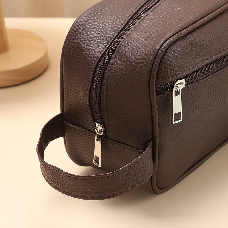 Men Travel Cosmetic Bag Zipper Makeup Bags PU Leather Travel toiletry bag Cosmetics Organizer Storage Pouch Large Capacity New - NJPH Best Selling 