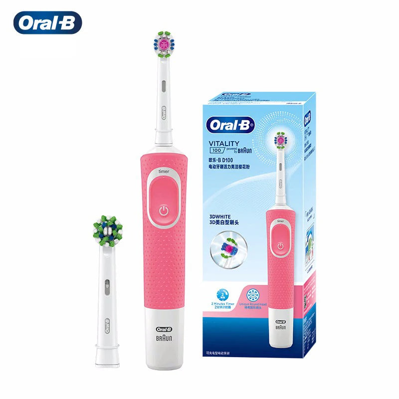 Oral B D100 Electric Toothbrush 2D Vitality Cleaning Teeth Brush Waterproof Electronic Teeth Brush Inductive Charger With Timer - NJPH Best Selling 