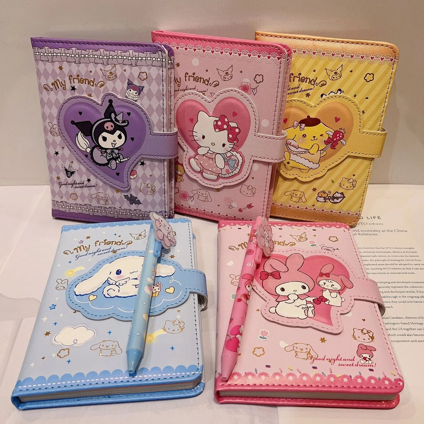 Sanrio Hello Kitty Notebook Gel Pens Kuromi Cinnamoroll Notepad Daily Weekly Agenda Planner Stationery Set Office School Supplie - NJPH Best Selling 