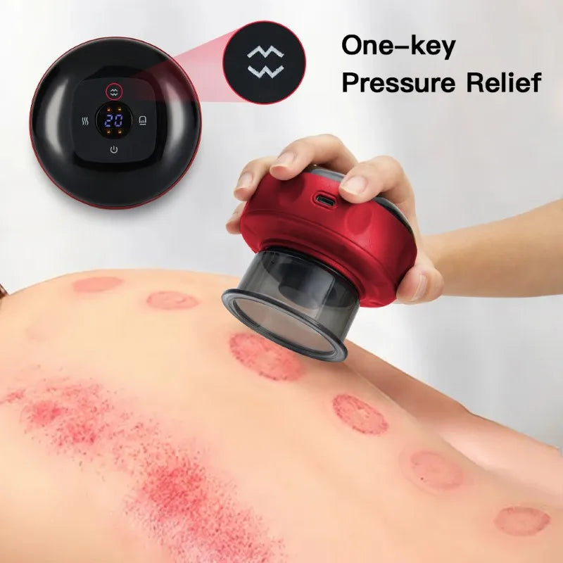 Medical Electric Vacuum Cupping Therapy Set Skin Scraping Massage Wireless Slimming Body Fat Burner Smart Cupping - NJPH Best Selling 