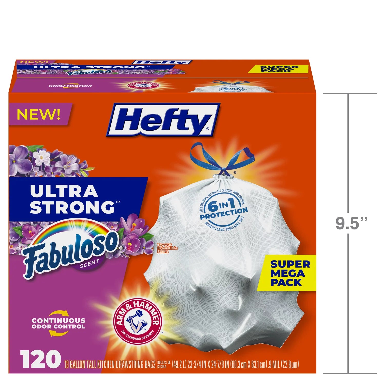 Ultra Strong Tall Kitchen Trash Bags, Fabuloso Scent, 13 Gallon, 120 Count - NJPH Best Selling 