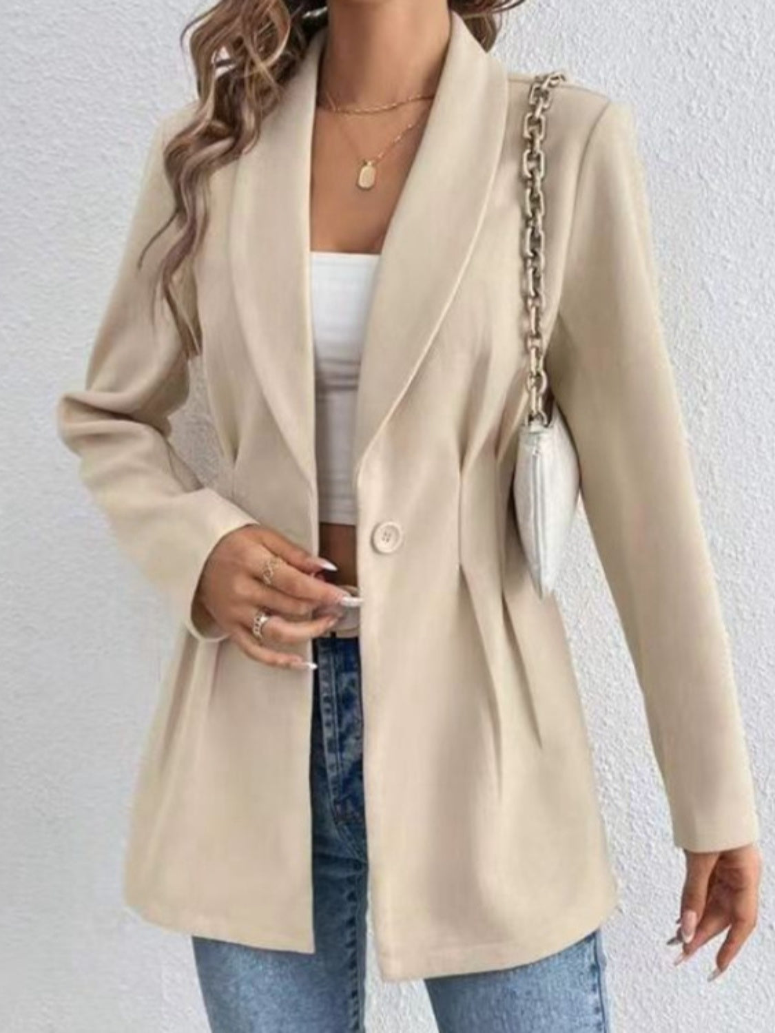 One Button Long Sleeve Blazer - NJPH Best Selling 