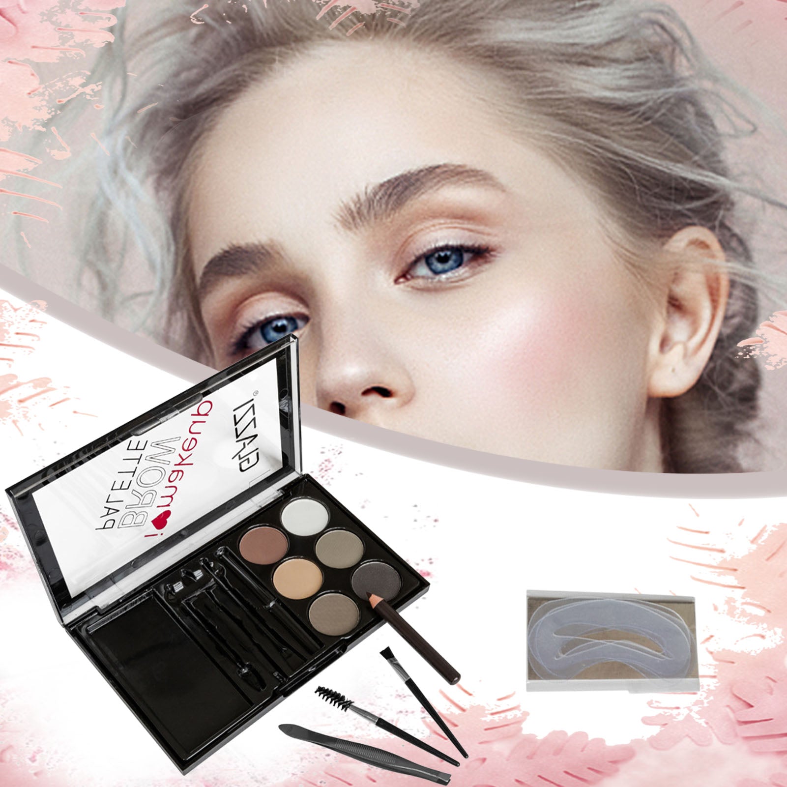 Natural Brown Eyebrow Powder Palette Eye Contour Enhancers Eye Brows Shadow Stamp Shaping Waterproof Makeup Kit With Brush - NJPH Best Selling 