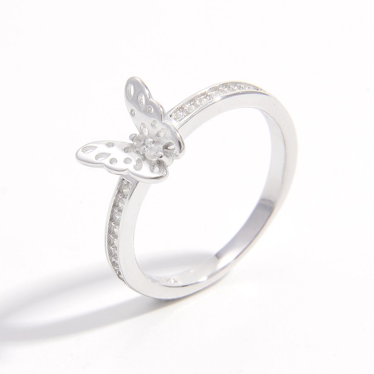 925 Sterling Silver Inlaid Zircon Butterfly Ring - NJPH Best Selling 