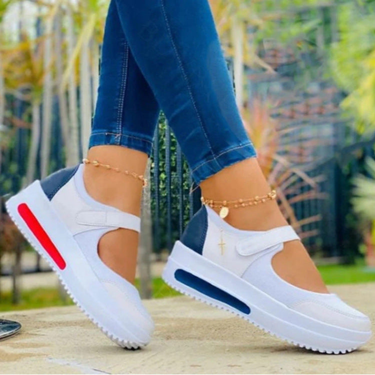 Women Fashion Vulcanized Sneakers Platform Solid Color Flats Ladies Shoes Casual Breathable Wedges Ladies Walking Sneakers - NJPH Best Selling 