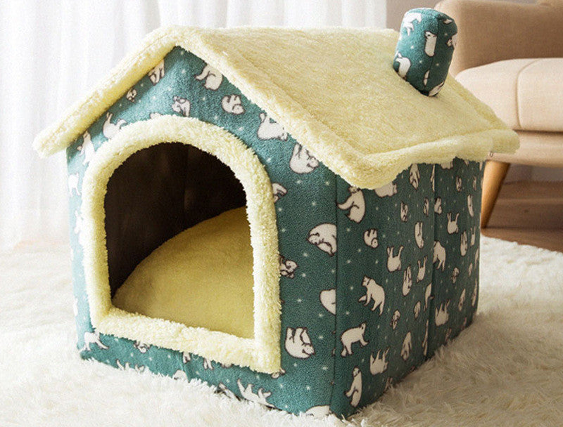 Foldable Dog House Pet Cat Bed Winter Dog Villa Sleep Kennel Removable Nest Warm Enclosed Cave Sofa Pets Supplies - NJPH Best Selling 