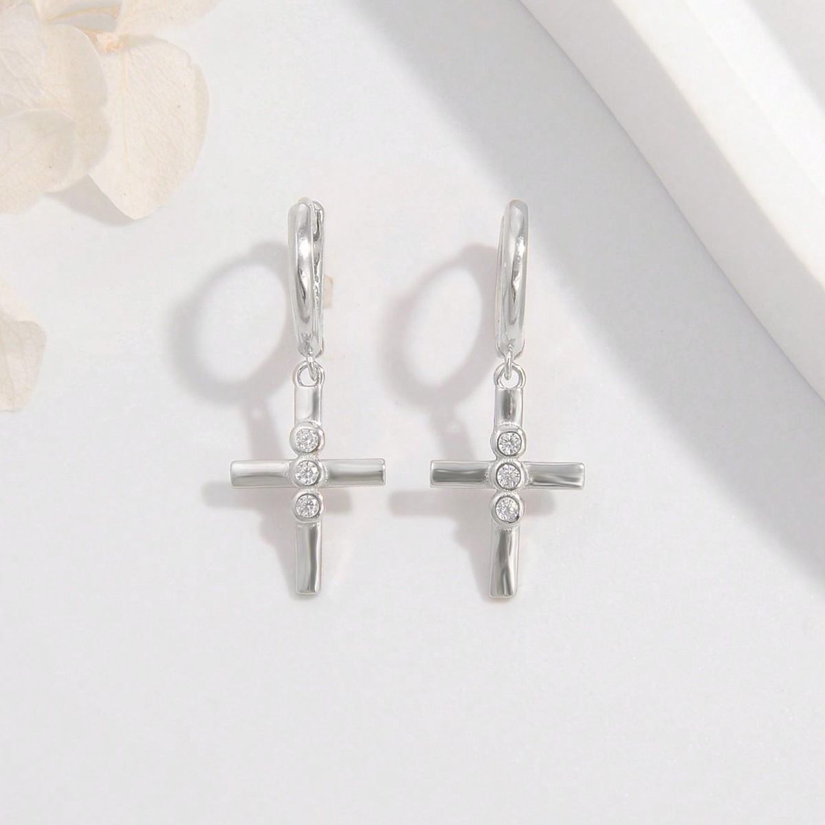 925 Sterling Silver Zircon Cross Earrings - NJPH Best Selling 