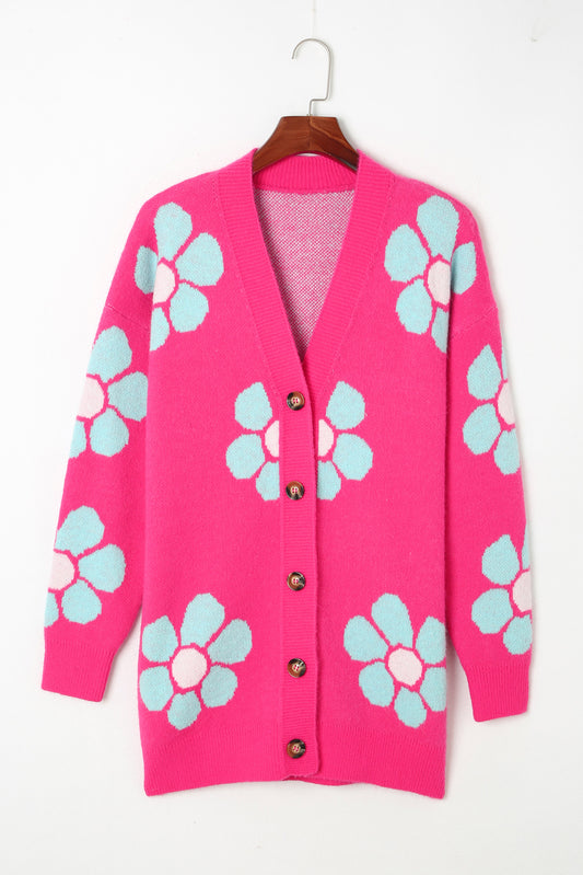 Floral Button-Up V-Neck Cardigan - NJPH Best Selling 