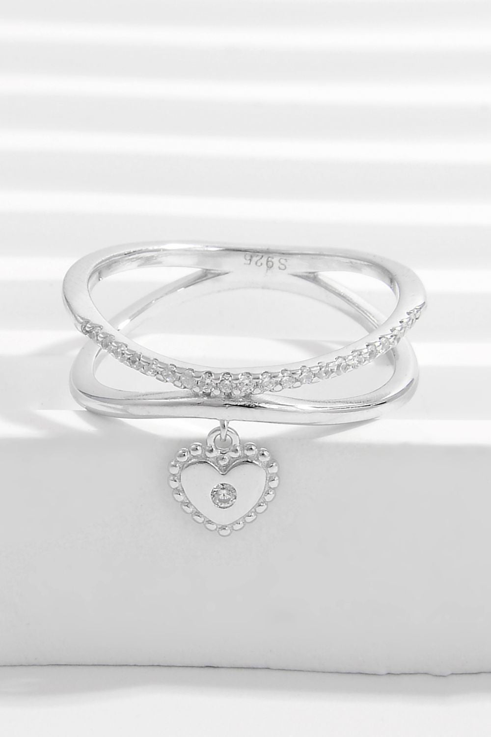 925 Sterling Silver Zircon Heart Charm Ring - NJPH Best Selling 