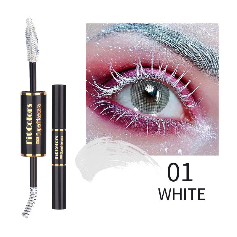 Double-headed Color Mascara Thick Curl More Than Waterproof Not Smudge White Eyebrow Dyeing - NJPH Best Selling 