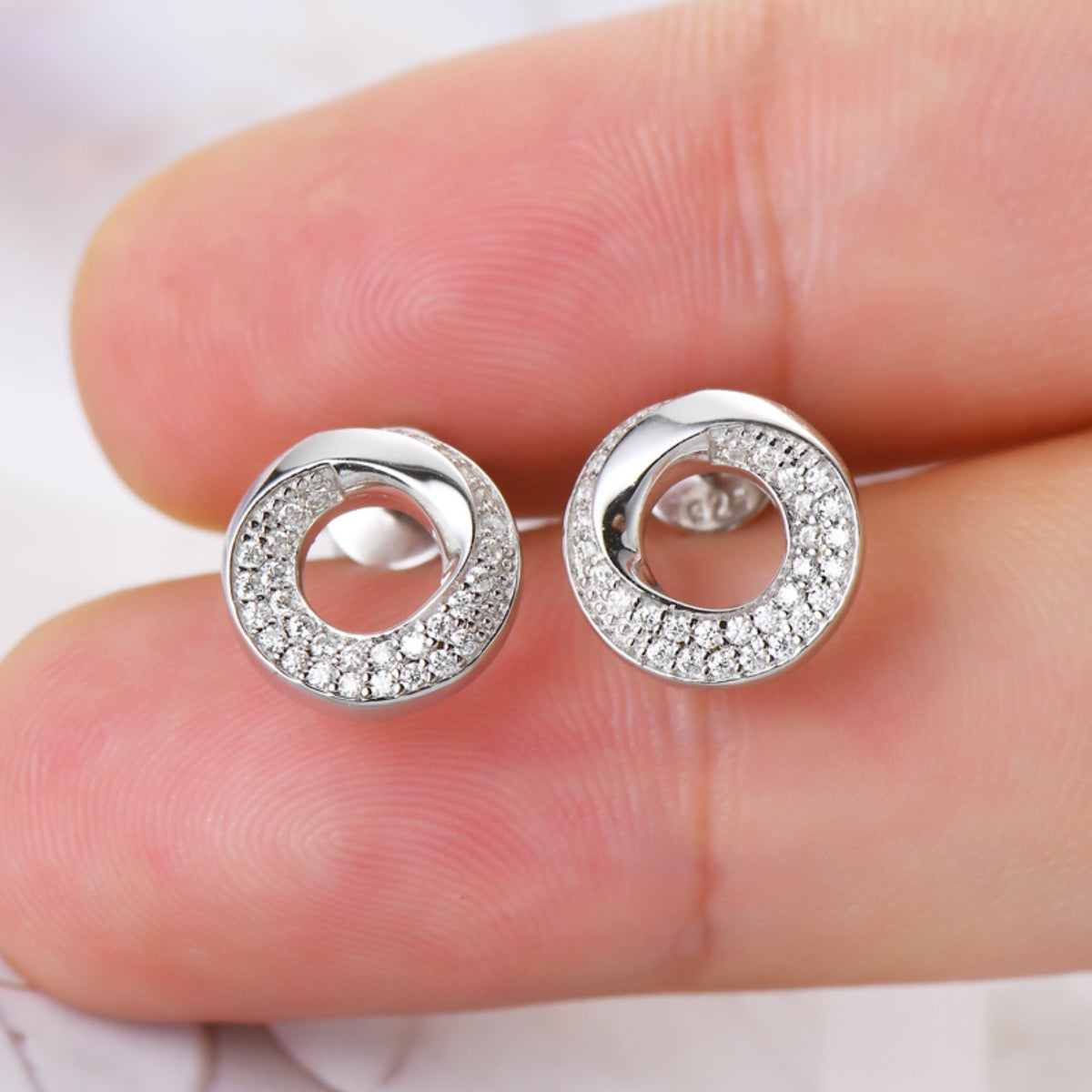 925 Sterling Silver Inlaid Moissanite Stud Earrings - NJPH Best Selling 