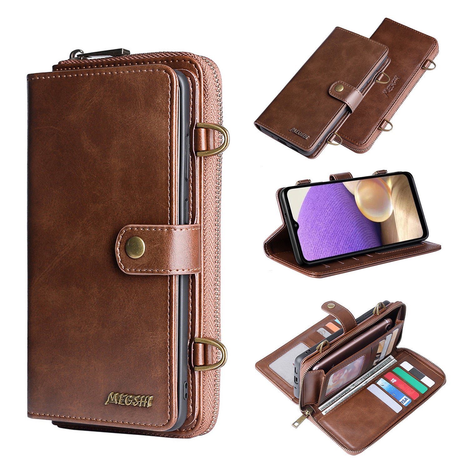 S22ultra Crossbody Phone Case For S22plus Flip Leather Case S21FE Multifunctional Protective Case - NJPH Best Selling 