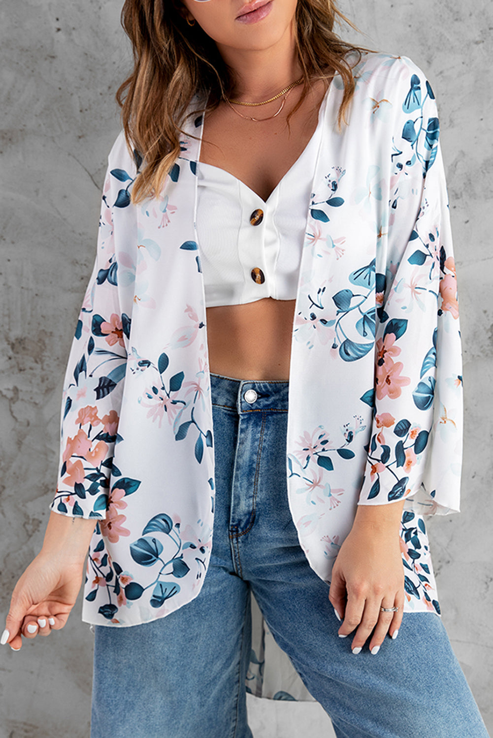 Floral Print Open Front Cardigan - NJPH Best Selling 