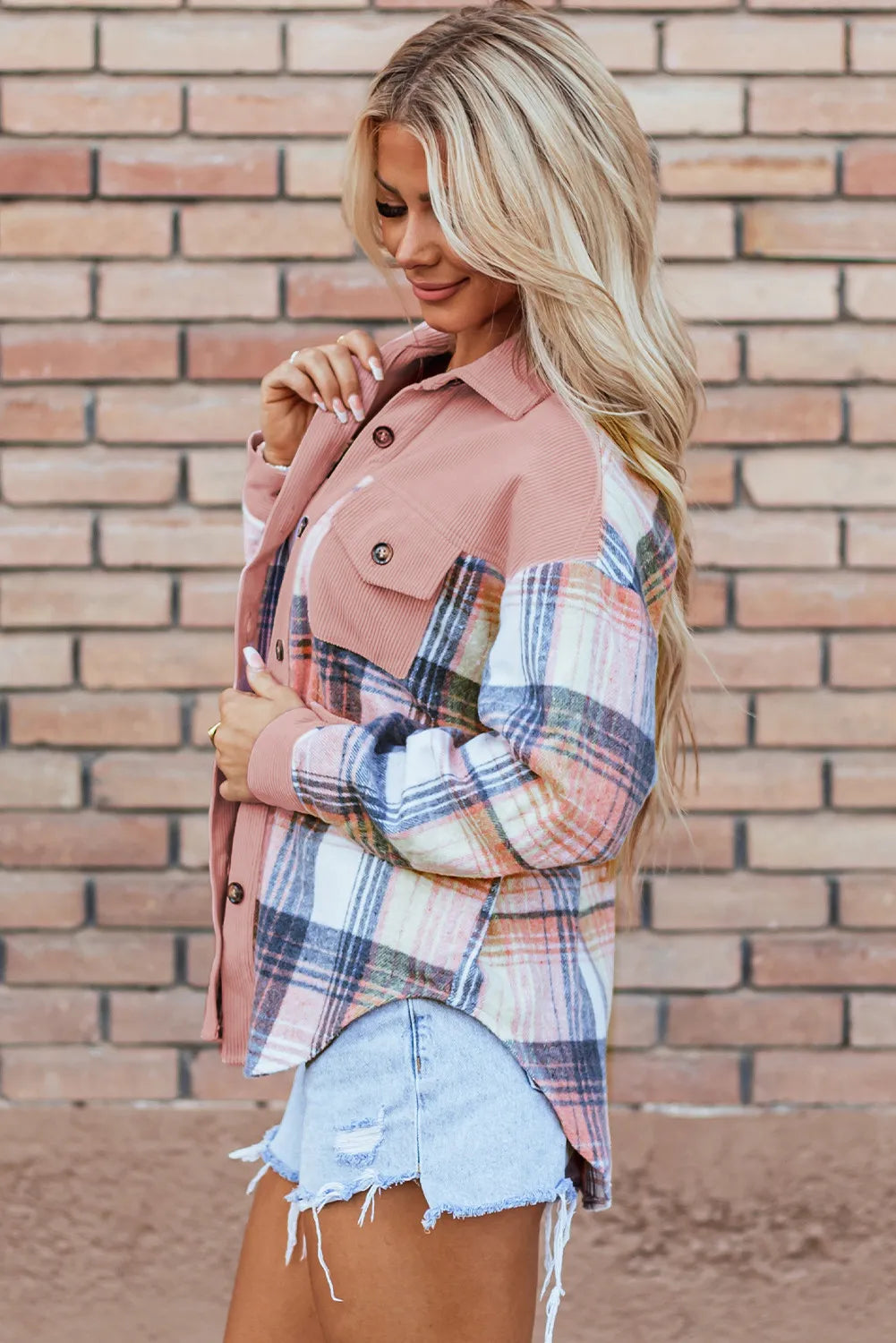 Plaid Button Up Long Sleeve Shacket - NJPH Best Selling 