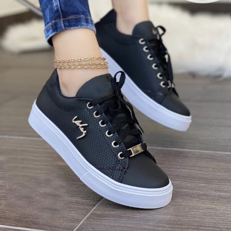 Women Flat Sneakers Breathable Lace-up Shoes For Girls - NJPH Best Selling 