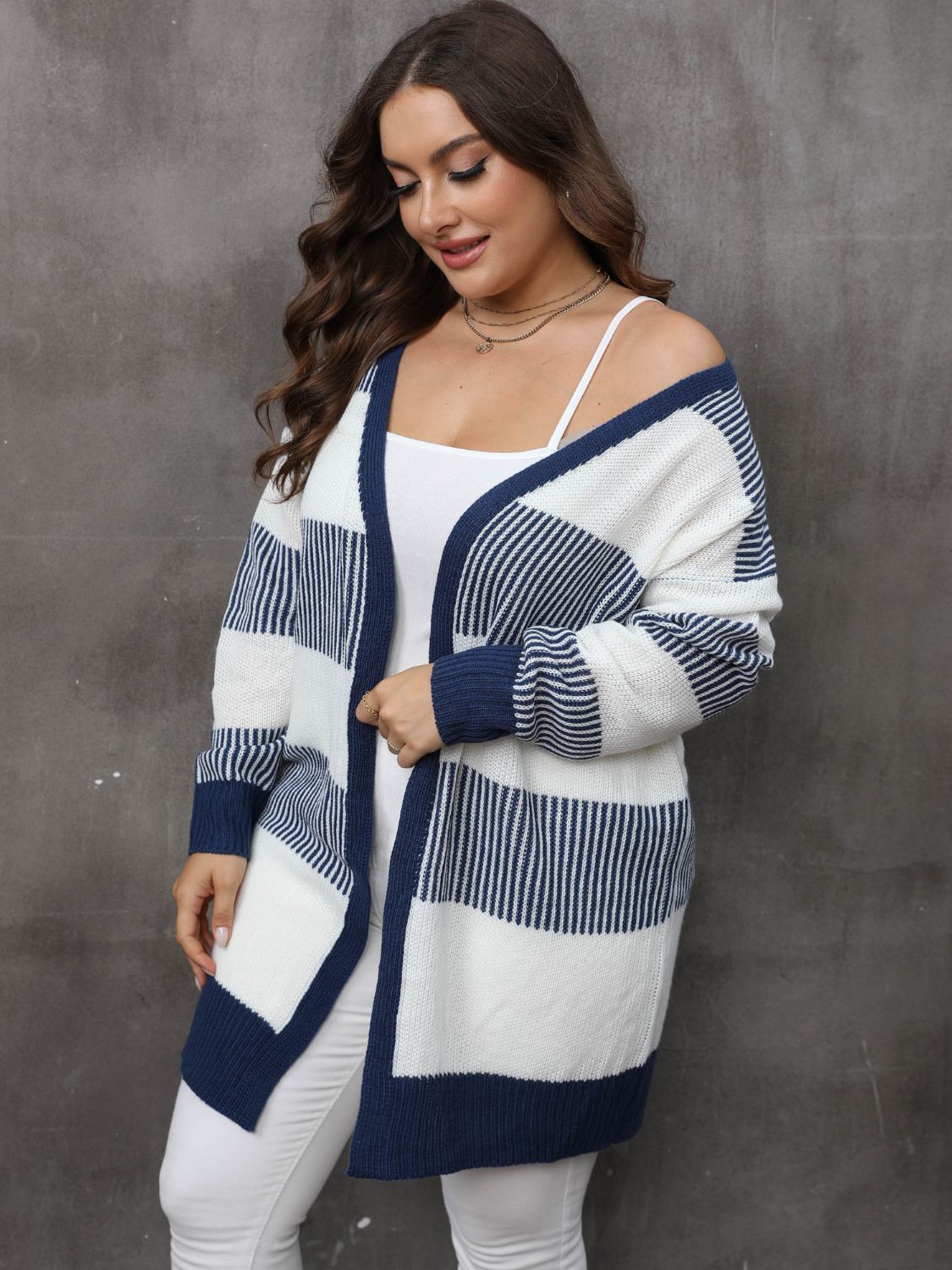 Plus Size Open Front Long Sleeve Cardigan - NJPH Best Selling 