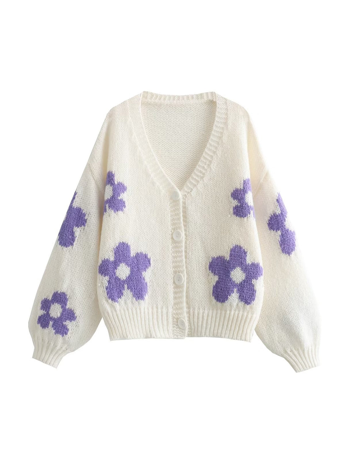 Floral Button Up V-Neck Cardigan - NJPH Best Selling 