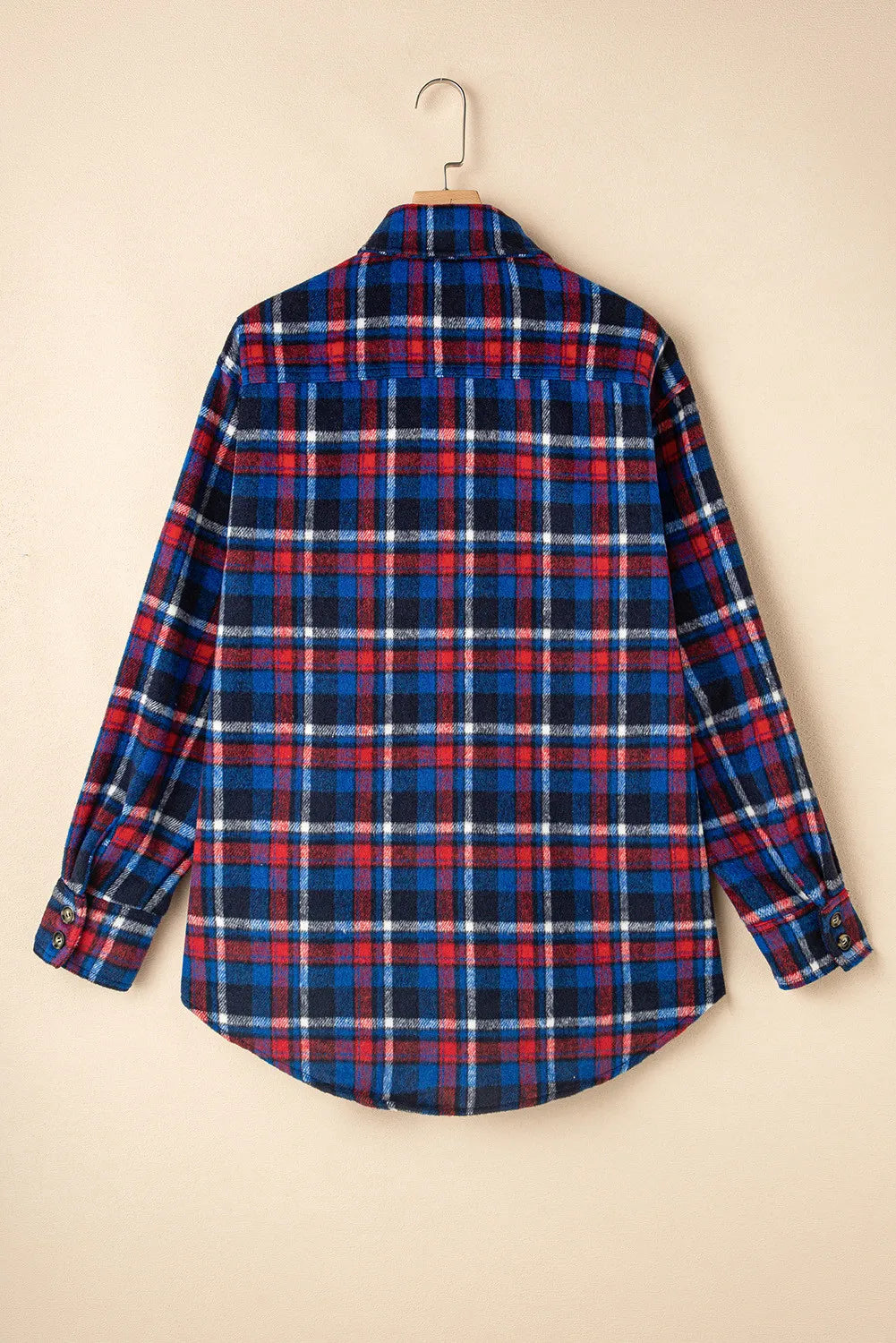 Pocketed Plaid Collared Neck Long Sleeve Shacket - NJPH Best Selling 