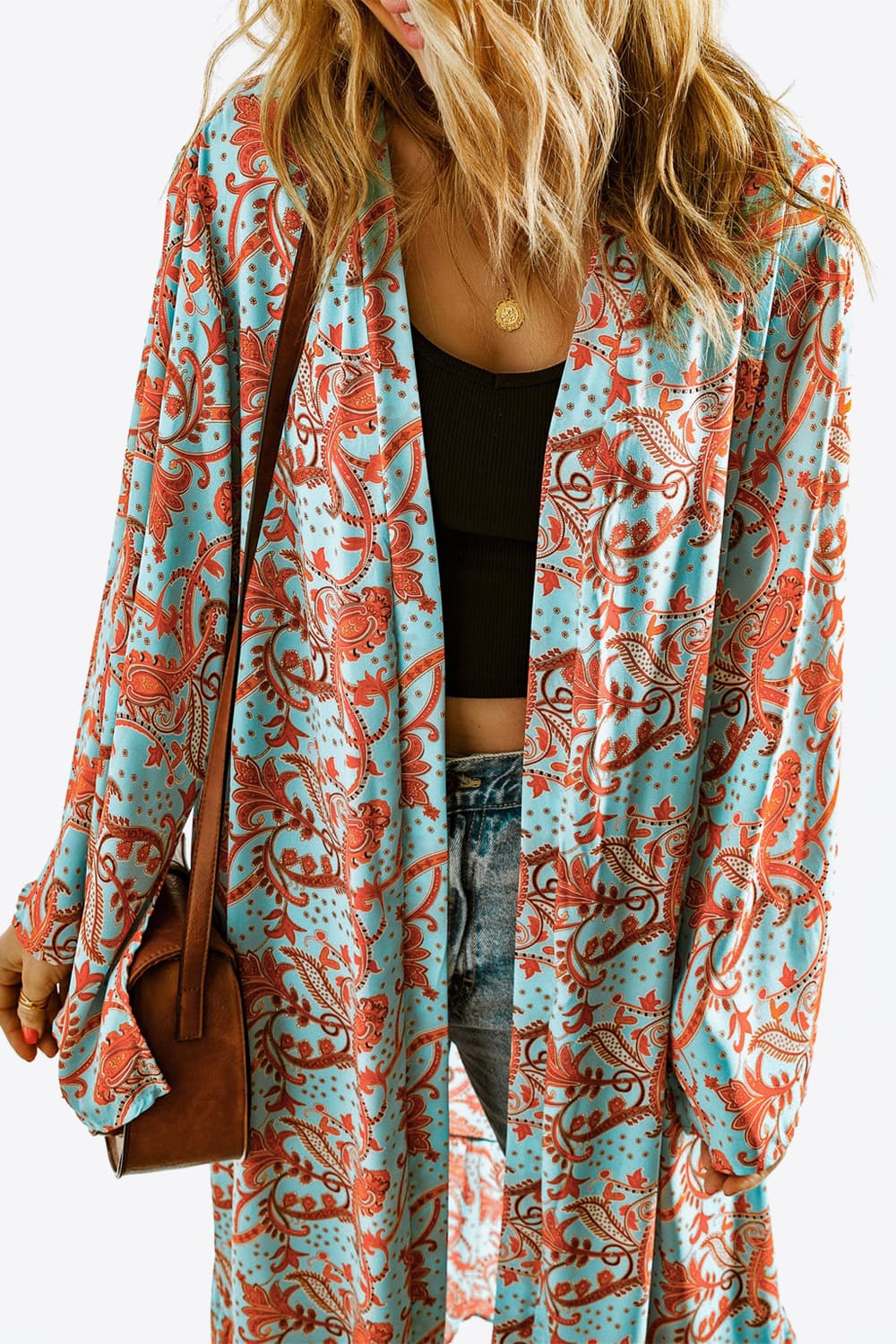 Printed Open Front Duster Cardigan - NJPH Best Selling 