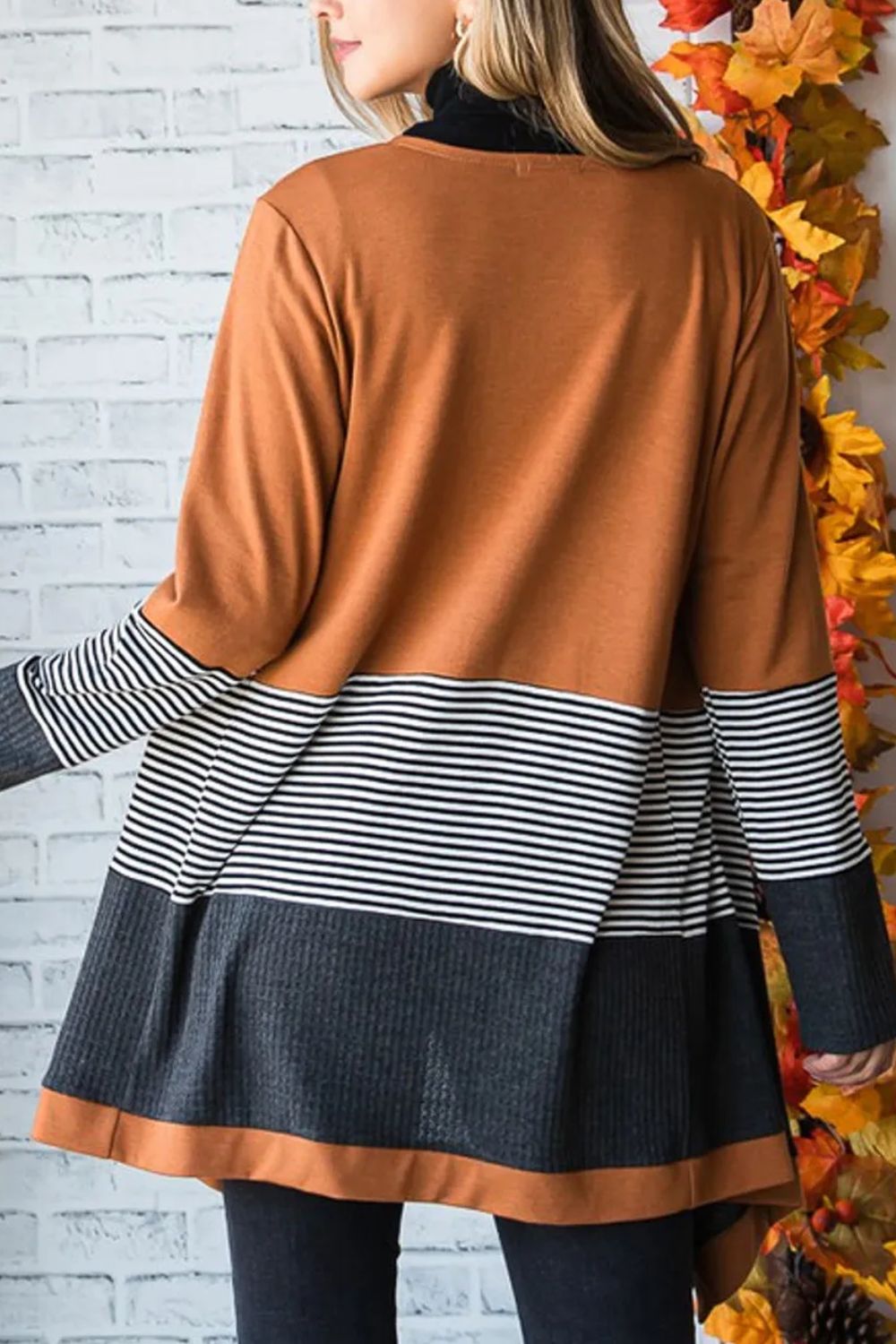 Striped Open Front Long Sleeve Cover Up - NJPH Best Selling 