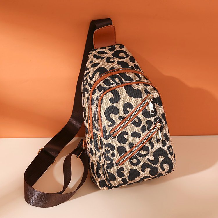 Leopard Print Sling Chest Bag With Headphone Jack Crossbody Backpack Shoulder Bag Women - NJPH Best Selling 