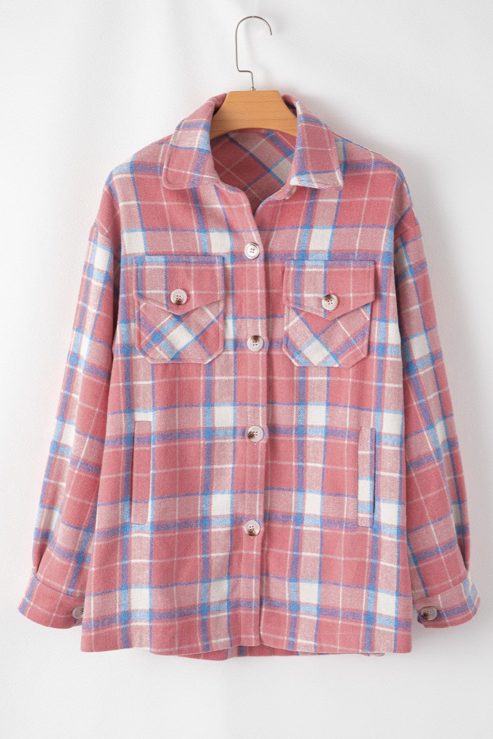 Plaid Button Up Long Sleeve Shacket - NJPH Best Selling 