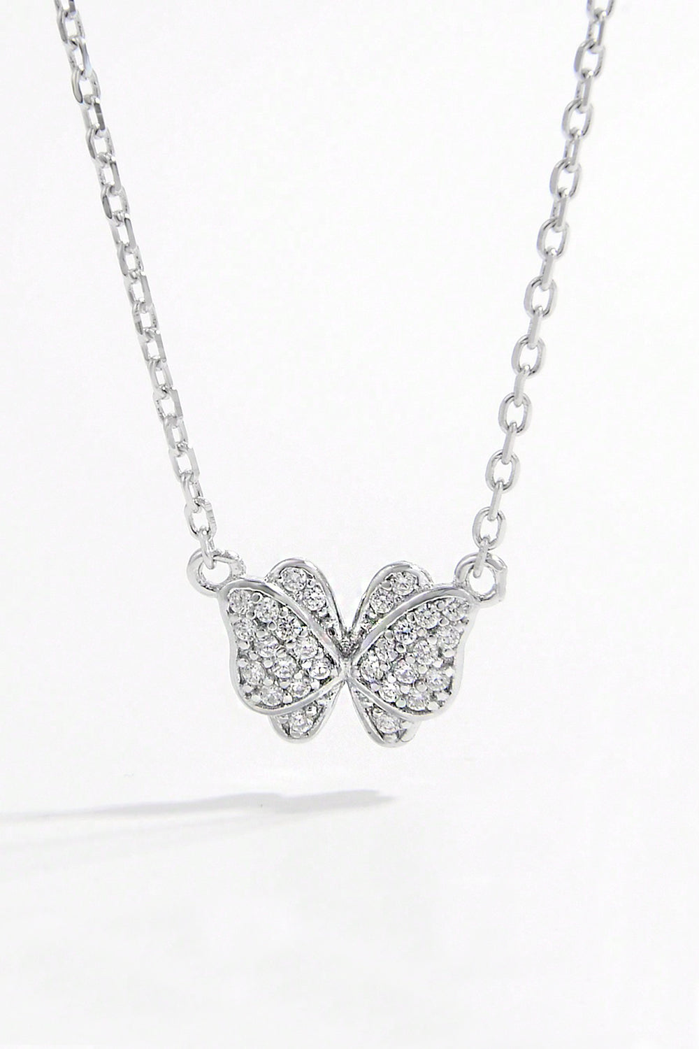 925 Sterling Silver Zircon Butterfly Pendant Necklace - NJPH Best Selling 