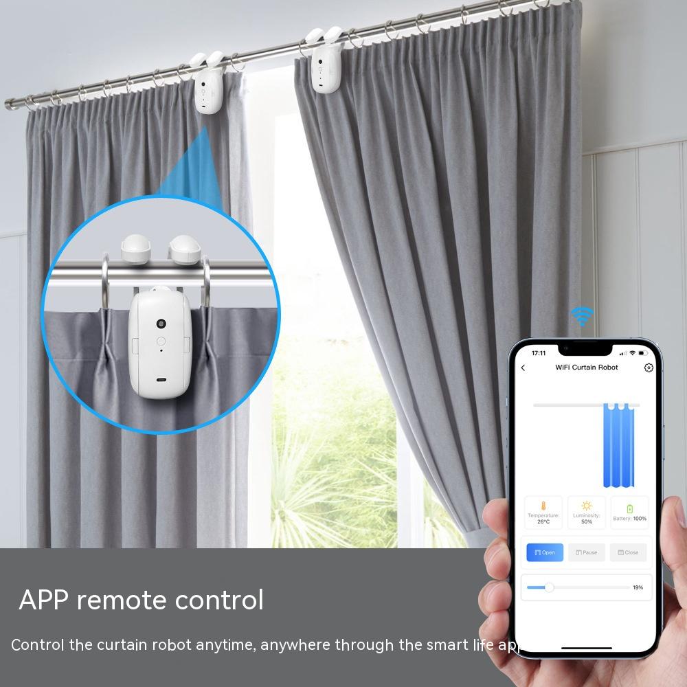 Wifi Curtain Robot Smart Home Roman Rod Electric Curtain Companion - NJPH Best Selling 