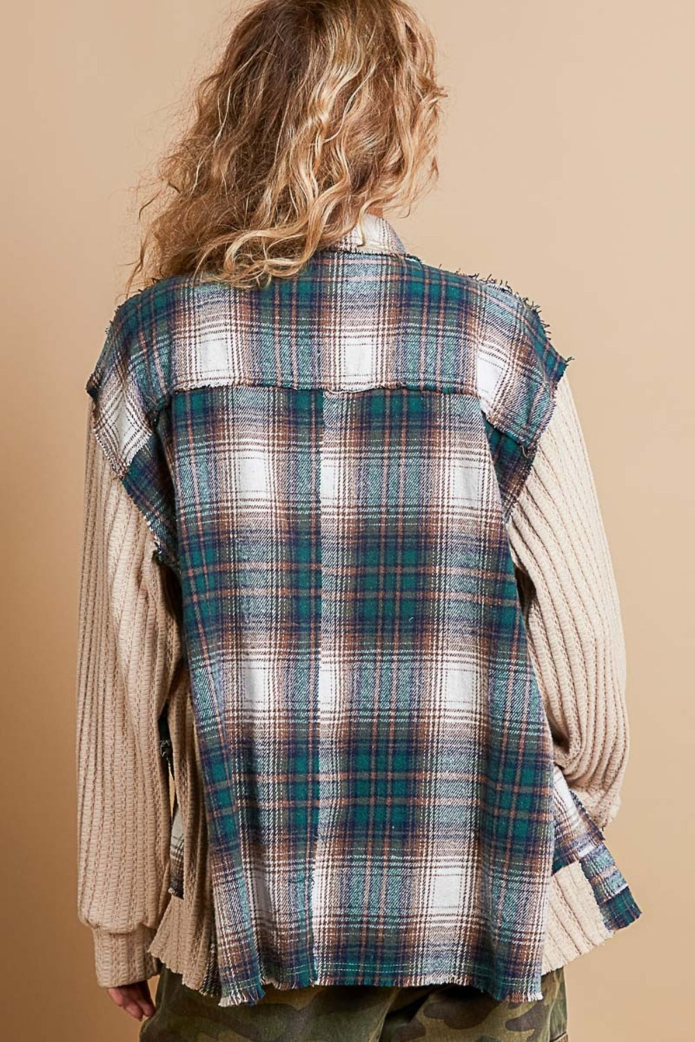 POL Plaid Contrast Button Down Shacket - NJPH Best Selling 